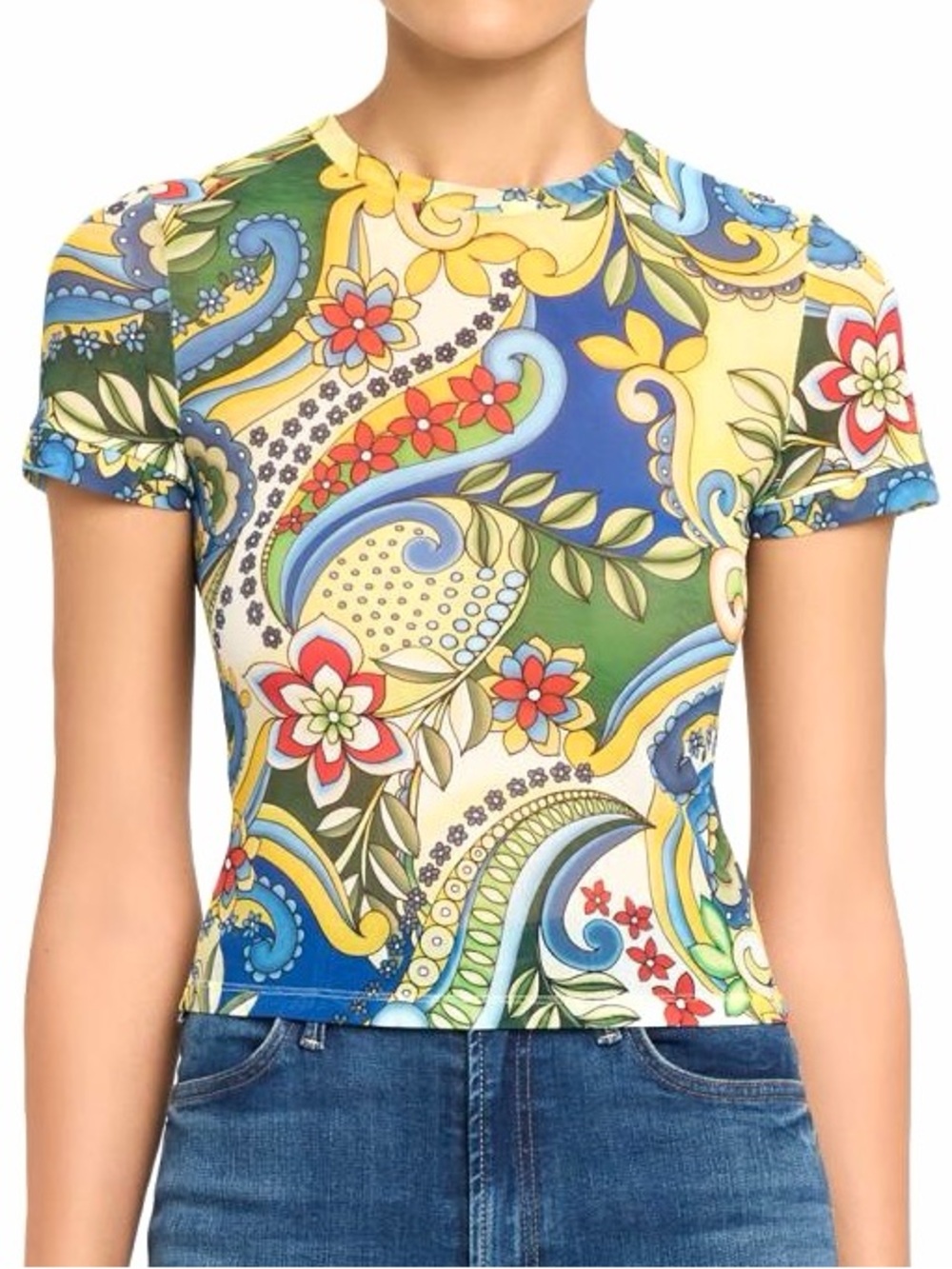 Alice + Olivia Tess Crewneck Mesh Tee